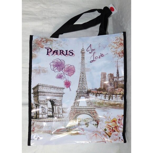 Paris Themed Reusable Tote Bag With Eiffel Tower Print - Picture 6 of 13